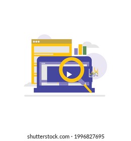 Ilustración plana de la búsqueda de clientes en fondo blanco