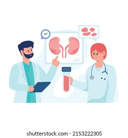 A flat illustration design of doctors discussion, health team 

