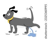 Flat illustration design of dog peeing 