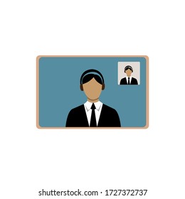 diseño de ilustración plana de operadores hablando a través de internet