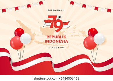 Flat illustration design template for Indonesian Independence Day Celebration. HUT RI Dirgahayu Indonesia