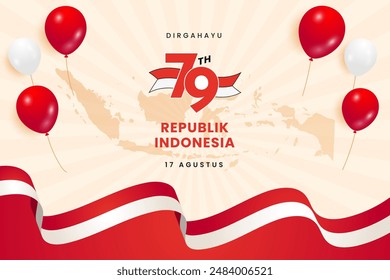 Flat illustration design template for Indonesian Independence Day Celebration. HUT RI Dirgahayu Indonesia