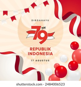 Flat illustration design template for Indonesian Independence Day Celebration. HUT RI Dirgahayu Indonesia