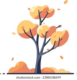 flat illustration design vector art orange autumn tree