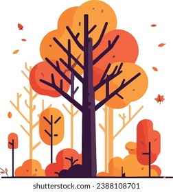 flat illustration design vector art leaves fall in autumn