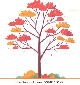 flat illustration design vector art autumn tree leaves fall