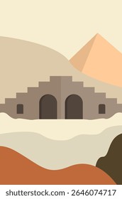 flat illustration of dessert landscape