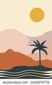 flat illustration of dessert landscape