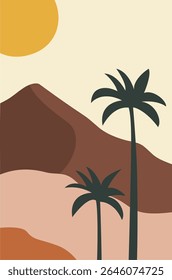 flat illustration of dessert landscape