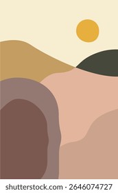flat illustration of dessert landscape