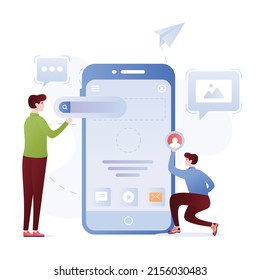 Una ilustración plana del trabajo en equipo digital con alta resolución 

