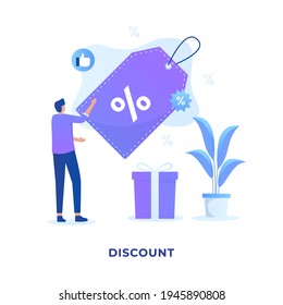 Flat illustration discount concept. Illustration for websites, landing pages, mobile applications, posters and banners