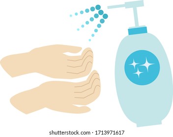 Flat illustration of disinfecting palm