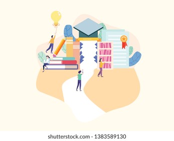flat illustration for distance education, consulting, training, courses, learn, student life. Modern vector illustration concepts for website and mobile website development