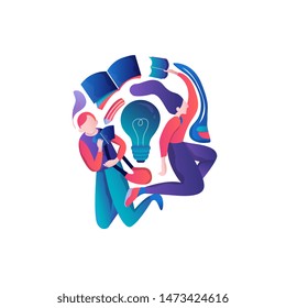 flat illustration for distance education, consulting, training, courses, learn, student life. Modern vector illustration concepts for website and mobile website development