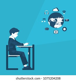 flat illustration of distance education in vector format