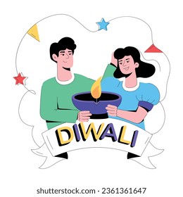 Flat illustration of diwali event 