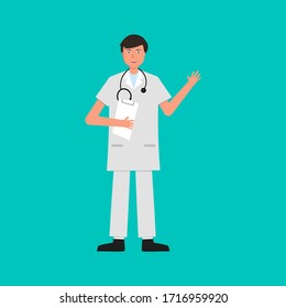 Flat illustration of doctor in vector. Physician flat illustration in vector. Doctor icon. 