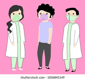 Flat Illustration Doctor Wearing Mask For Health