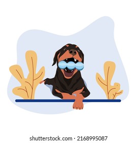 Flat illustration dog activity and person people. editable color fill. let's make your design easier