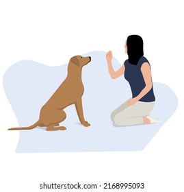 Flat illustration dog activity and person people. editable color fill. let's make your design easier