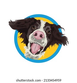 Flat Illustration of dog face border collie