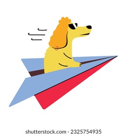 Flat illustration of dog plane 