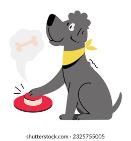 Eine flache Illustration des Hundedenkens 