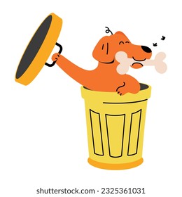 Flat illustration of dog trash 