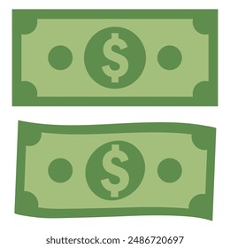 Flat illustration of dollar in different style isolated on white background.