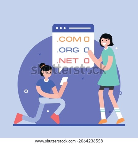 Flat illustration of domain names, editable design 
