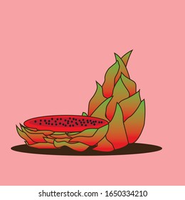 Ilustración plana. Fruta de dragón aislada en el fondo de la llanura. Adecuado para papel pintado, banner, Ilustración de libro infantil, invitación de tarjeta, volante, diseño web. Comida saludable.