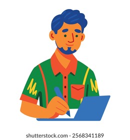 A flat illustration of a drawing man