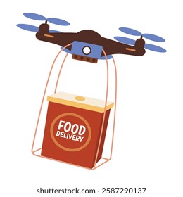 A flat illustration of drone delivery 
