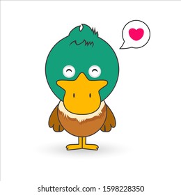 flat illustration with duck cartoon illustration