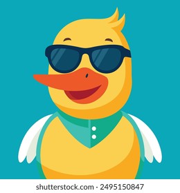 flat illustration duck use sunglass