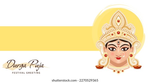 Flat illustration of Durga Puja. Banner, poster, background, design template 