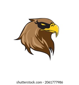 flat illustration of an eagle, t-shirt, and logo used for print