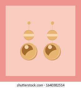 flat illustration of an earring on a pink background - for magazine, poster