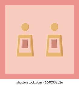 flat illustration of an earring on a pink background - for magazine, poster