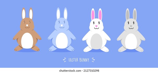 Flat illustration easter bunny collection  for easter day