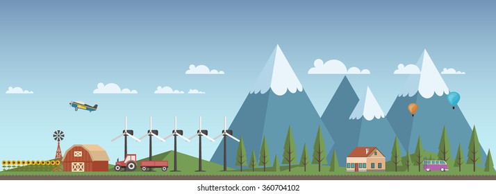 Flat illustration of ecology landscape