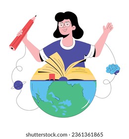 Flache Illustration des Schultages 