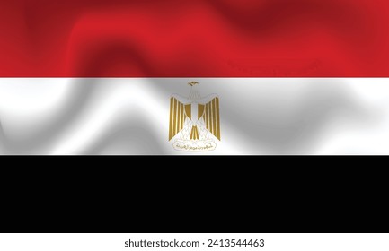 Ilustración plana de la bandera nacional de Egipto. Diseño de la bandera egipcia. Bandera de la ola de Egipto.
