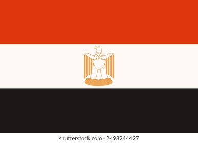 Flat illustration of the Egyptian flag, showcasing its national colors and emblem. Clean and simple design for educational and representational purposes vector illustration.