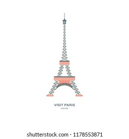 Flat illustration of eiffel tower in Paris. Vector concept