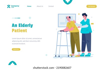 Flat illustration of elderly patient care concept