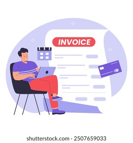 Flat illustration electronic invoice concept design. Illustration for websites, landing pages, mobile applications, posters and banners