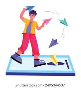 Una ilustración plana del email marketing 
