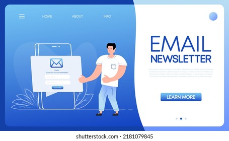 Flat illustration with email newsletter people. Vector illustration digital design. Icon vector.